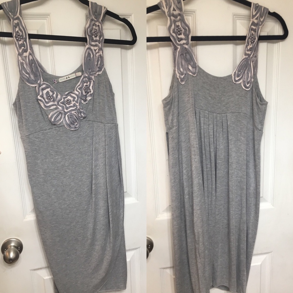 Chelsea & Violet Gray Wrap Mini Embellished Dress